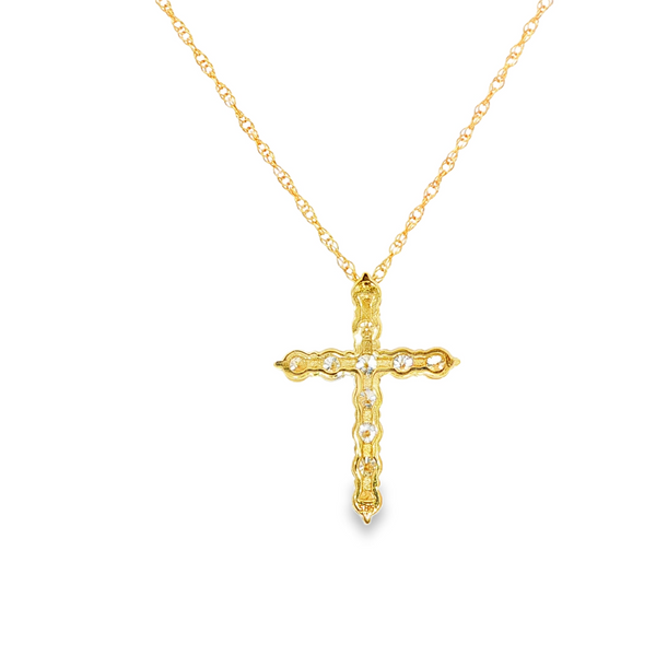 14K Yellow Gold Round Diamond .79ctw Cross Pendant Necklace Image 3 Jo & Co. Jewelers Hardy, VA