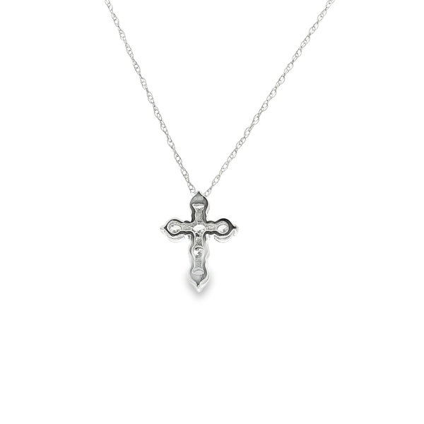 14K White Gold .43ctw Round Diamond Small Cross Pendant Necklace Image 3 Jo & Co. Jewelers Hardy, VA