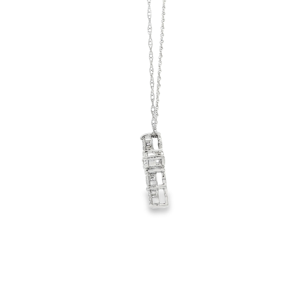 14K White Gold .43ctw Round Diamond Small Cross Pendant Necklace Image 4 Jo & Co. Jewelers Hardy, VA