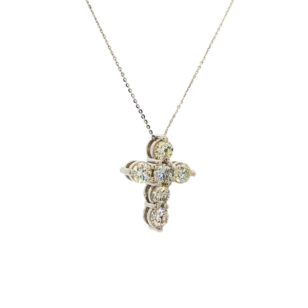 14K White Gold Round Diamond 1.15ctw Cross Pendant Necklace Image 2 Jo & Co. Jewelers Hardy, VA