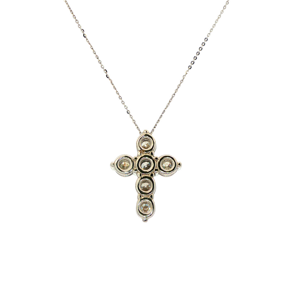 14K White Gold Round Diamond 1.15ctw Cross Pendant Necklace Image 3 Jo & Co. Jewelers Hardy, VA