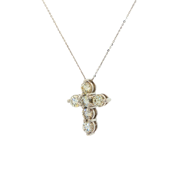 14K White Gold Round Diamond 1.15ctw Cross Pendant Necklace Image 4 Jo & Co. Jewelers Hardy, VA