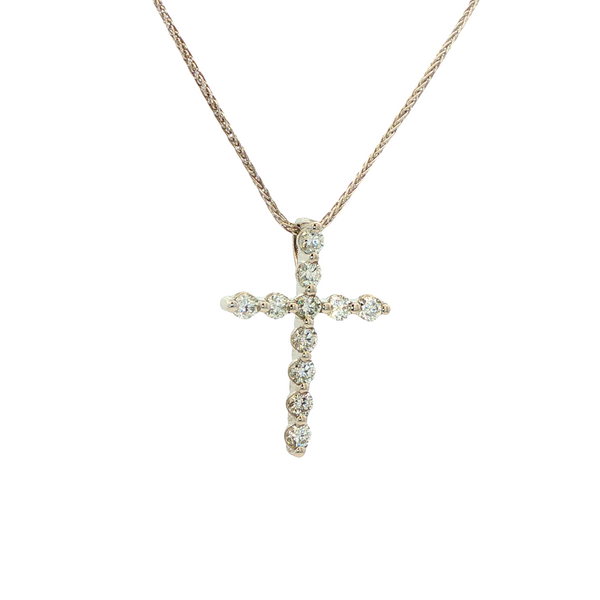 Platinum Round Diamond .69ctw Shared-Prong Cross Pendant Image 2 Jo & Co. Jewelers Hardy, VA