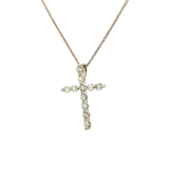 Platinum Round Diamond .69ctw Shared-Prong Cross Pendant Image 4 Jo & Co. Jewelers Hardy, VA