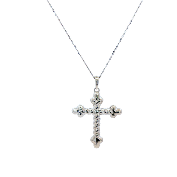 14K White Gold .72 CTW Round Diamond Flat Budded Cross Pendant Necklace Image 3 Jo & Co. Jewelers Hardy, VA