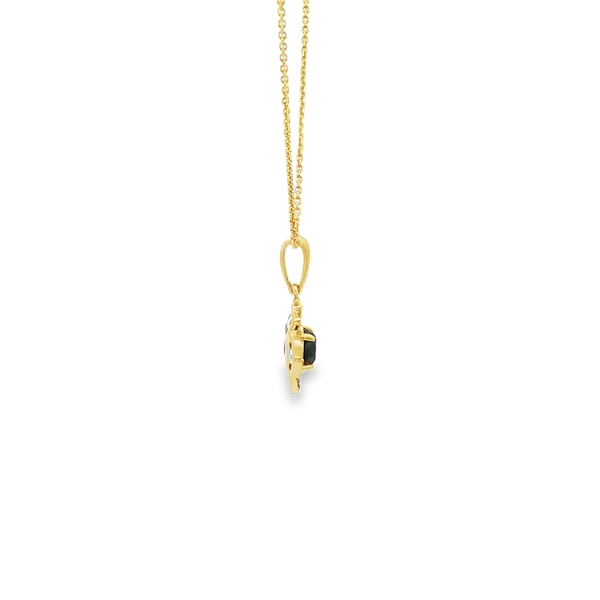 10K Yellow Gold Black & White Diamond Flower Pendant Necklace 18 Inch Image 2 Jo & Co. Jewelers Hardy, VA