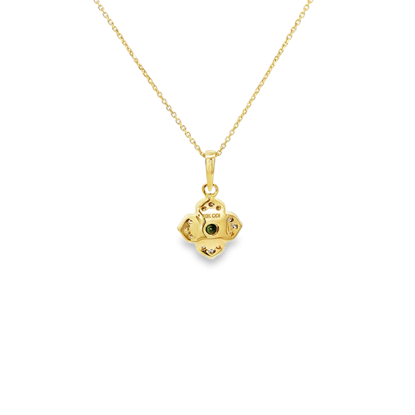 10K Yellow Gold Black & White Diamond Flower Pendant Necklace 18 Inch Image 3 Jo & Co. Jewelers Hardy, VA