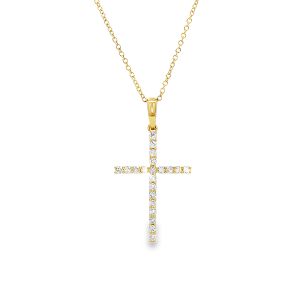 14K Yellow Gold 1/4 CTW Diamond Straight Cross Pendant Jo & Co. Jewelers Hardy, VA
