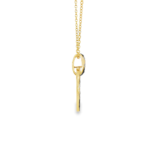 14K Yellow Gold .83tw Pavé Round Black Diamond Disc Pendant Necklace Image 2 Jo & Co. Jewelers Hardy, VA