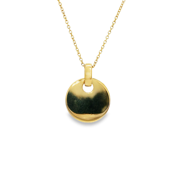 14K Yellow Gold .70tw Pavé Round Diamond Disc Pendant Necklace Image 3 Jo & Co. Jewelers Hardy, VA