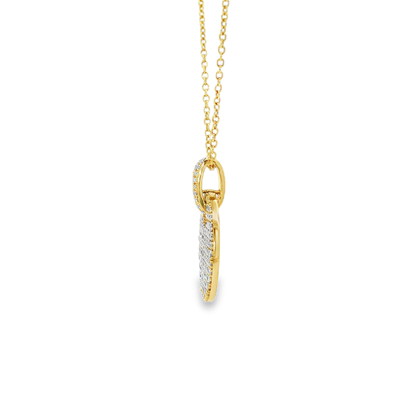 14K Yellow Gold .70tw Pavé Round Diamond Disc Pendant Necklace Image 4 Jo & Co. Jewelers Hardy, VA