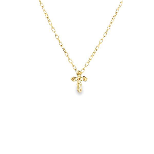 14K Yellow Gold .12tw Round Diamond Tiny Cross Pendant Image 3 Jo & Co. Jewelers Hardy, VA