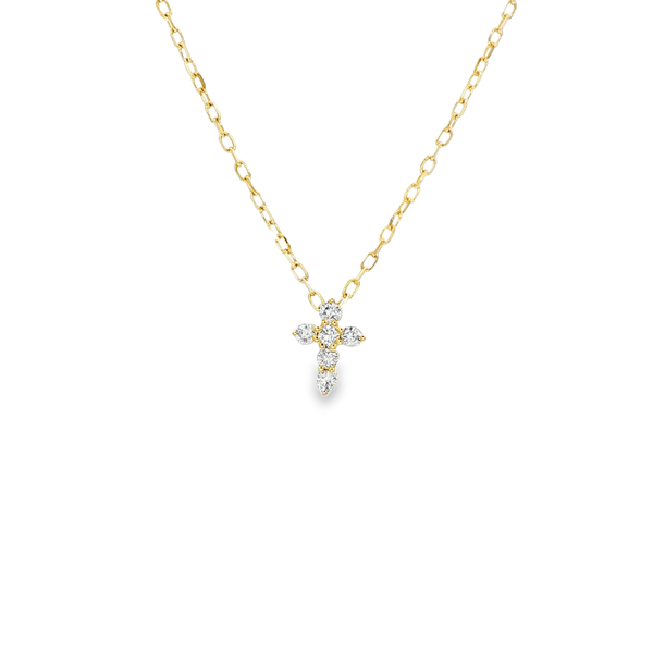 14K Yellow Gold .12tw Round Diamond Tiny Cross Pendant Jo & Co. Jewelers Hardy, VA