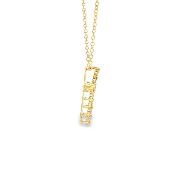 14K Yellow Gold .30tw Round Diamond Small Cross Pendant Necklace Image 2 Jo & Co. Jewelers Hardy, VA