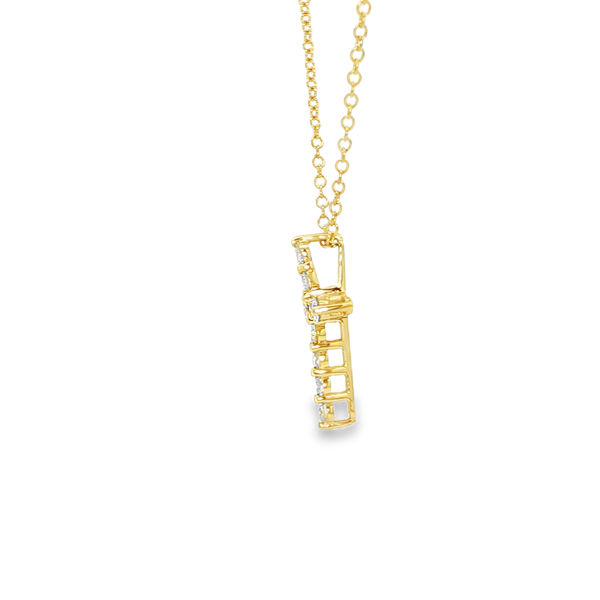 14K Yellow Gold .30tw Round Diamond Small Cross Pendant Necklace Image 4 Jo & Co. Jewelers Hardy, VA