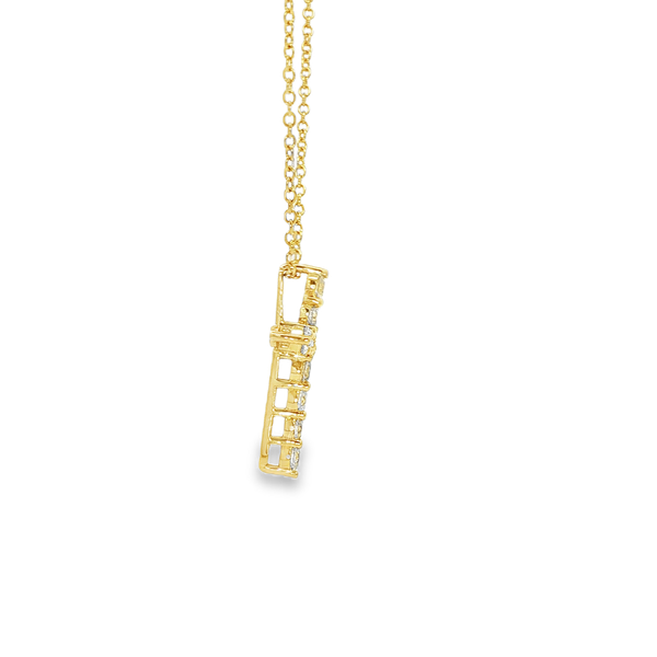 14K Yellow Gold .49tw Round Diamond Small Cross Pendant Necklace Image 2 Jo & Co. Jewelers Hardy, VA