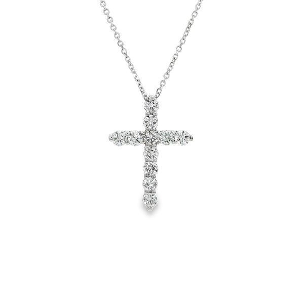 14K White Gold 1.03tw Round Diamond Cross Pendant Necklace Jo & Co. Jewelers Hardy, VA