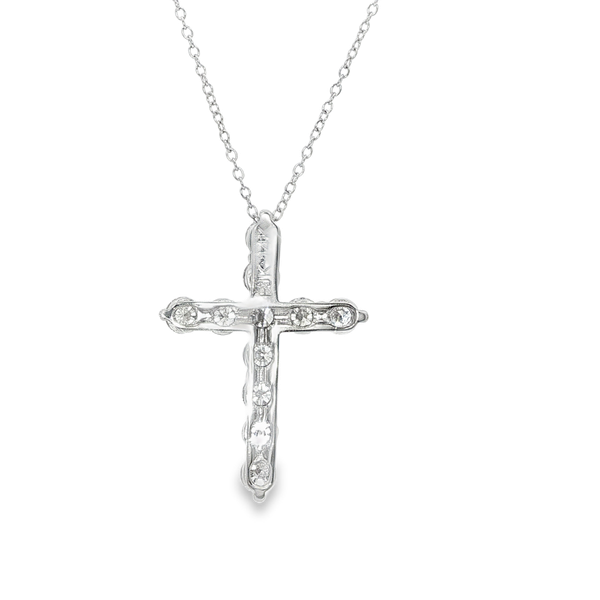 14K White Gold 1.76tw Round Diamond Cross Pendant Necklace Image 3 Jo & Co. Jewelers Hardy, VA