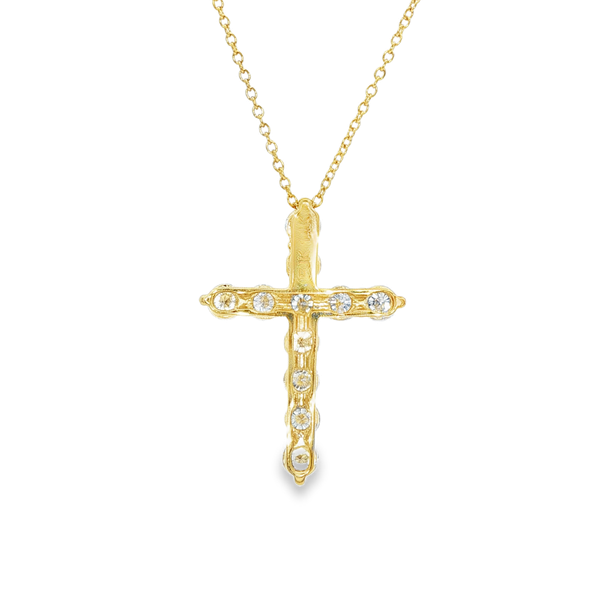 14K Yellow Gold 1.77tw Round Diamond Cross Pendant Necklace Image 3 Jo & Co. Jewelers Hardy, VA