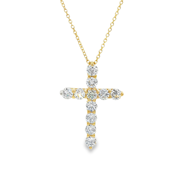 14K Yellow Gold 1.77tw Round Diamond Cross Pendant Necklace Jo & Co. Jewelers Hardy, VA
