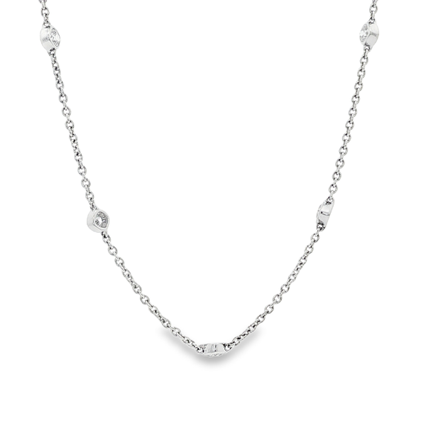14K White Gold 1.04ctw Lab-Grown Cushion Diamond By-The-Yard Necklace Image 3 Jo & Co. Jewelers Hardy, VA