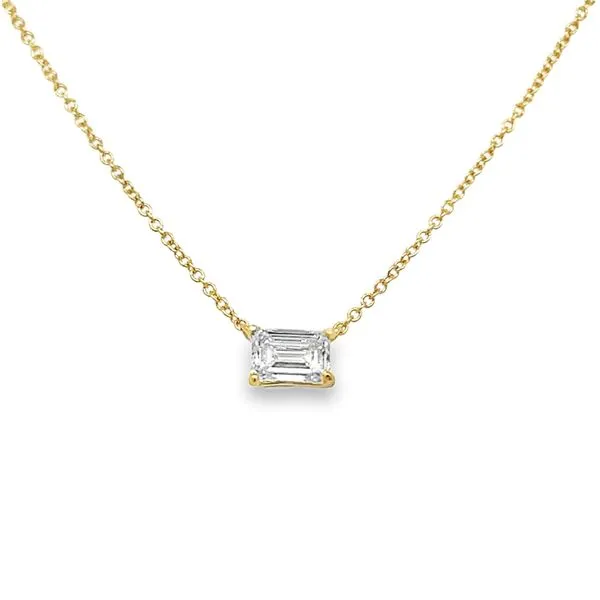 14K Yellow Gold 18 inch Lab- Grown Emerald- Cut Diamond Solitaire Cable Necklace Jo & Co. Jewelers Hardy, VA