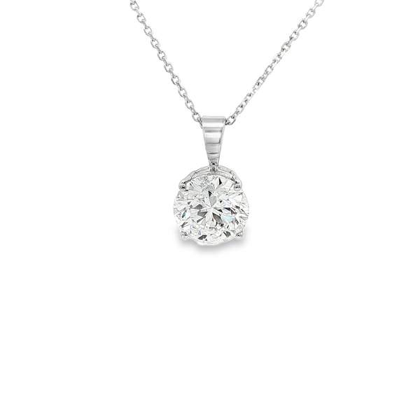 14K White Gold 2.09ct Lab-Grown Round Diamond Solitaire Pendant Necklace Jo & Co. Jewelers Hardy, VA