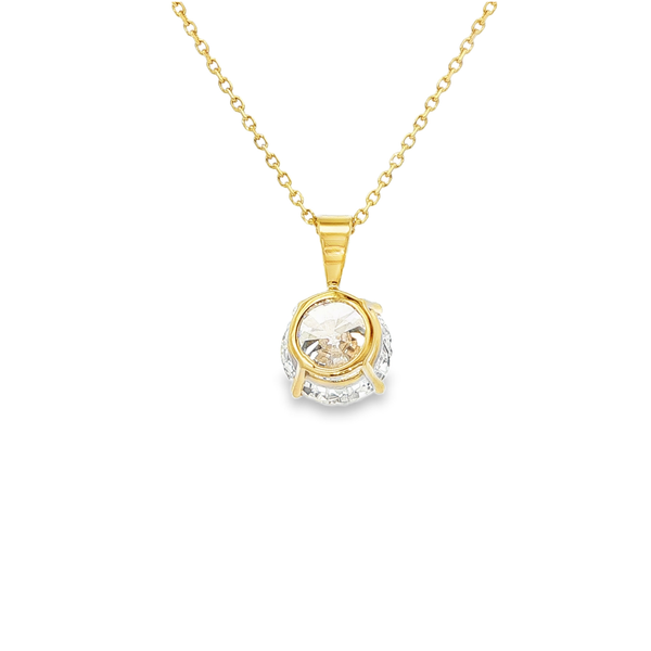 14K Yellow Gold 2.09ct Lab-Grown Round Diamond Solitaire Pendant Necklace Image 3 Jo & Co. Jewelers Hardy, VA