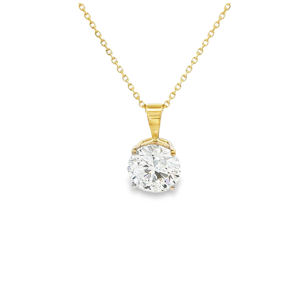 14K Yellow Gold 2.09ct Lab-Grown Round Diamond Solitaire Pendant Necklace Jo & Co. Jewelers Hardy, VA