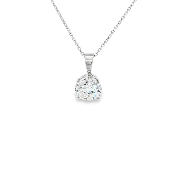 14K White Gold 1.58ct Lab-Grown Round Diamond Solitaire Pendant Necklace Jo & Co. Jewelers Hardy, VA