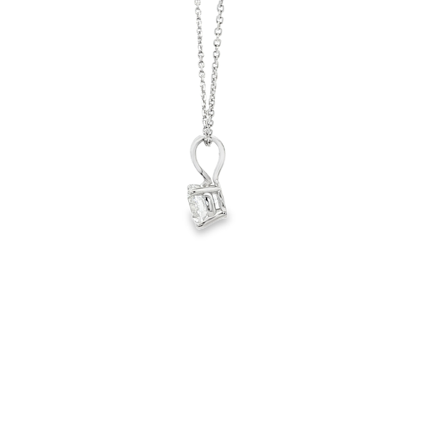 14K White Gold .74ct Lab-Grown Round Diamond Solitaire Pendant Necklace Image 4 Jo & Co. Jewelers Hardy, VA