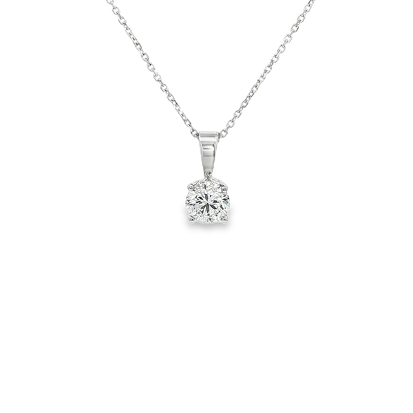 14K White Gold .74ct Lab-Grown Round Diamond Solitaire Pendant Necklace Jo & Co. Jewelers Hardy, VA