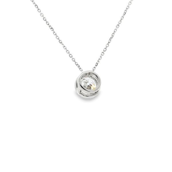 14K White Gold 1.05ct Lab-Grown Round Diamond Bezel Pendant Necklace Image 3 Jo & Co. Jewelers Hardy, VA