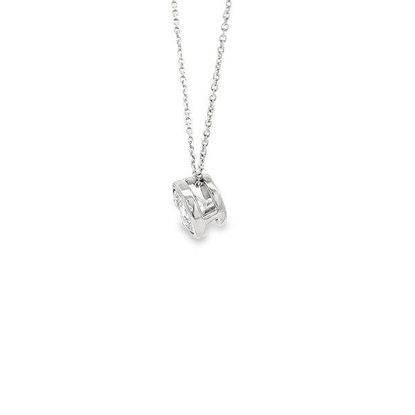 14K White Gold 1.05ct Lab-Grown Round Diamond Bezel Pendant Necklace Image 4 Jo & Co. Jewelers Hardy, VA