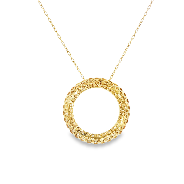 14K Yellow Gold 2.00ctw Lab-Grown Round Diamond Double Row Circle Pendant Necklace Image 3 Jo & Co. Jewelers Hardy, VA