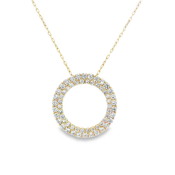 14K Yellow Gold 2.00ctw Lab-Grown Round Diamond Double Row Circle Pendant Necklace Jo & Co. Jewelers Hardy, VA
