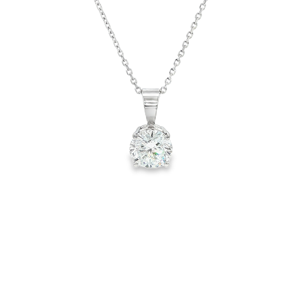 14K White Gold 1.02ct Lab-Grown Round Diamond Solitaire Pendant Necklace Jo & Co. Jewelers Hardy, VA