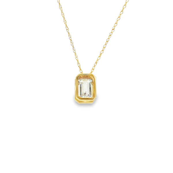 14K Yellow Gold 1 CT Lab-Grown Emerald-Cut Diamond Solitaire Pendant Image 3 Jo & Co. Jewelers Hardy, VA