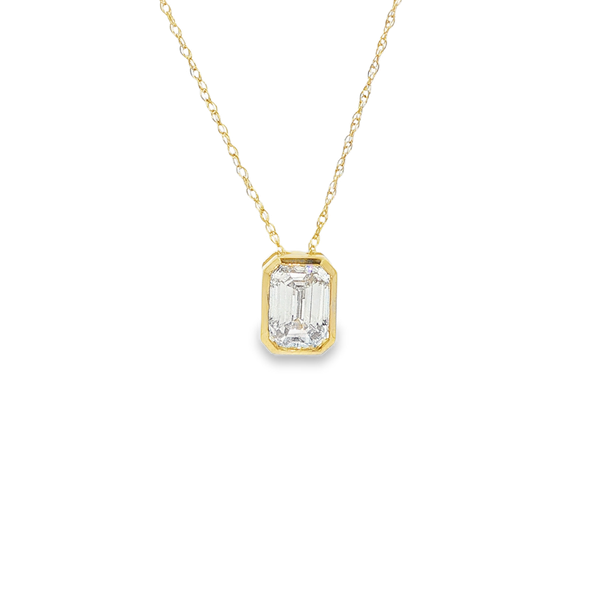 14K Yellow Gold 1 CT Lab-Grown Emerald-Cut Diamond Solitaire Pendant Jo & Co. Jewelers Hardy, VA
