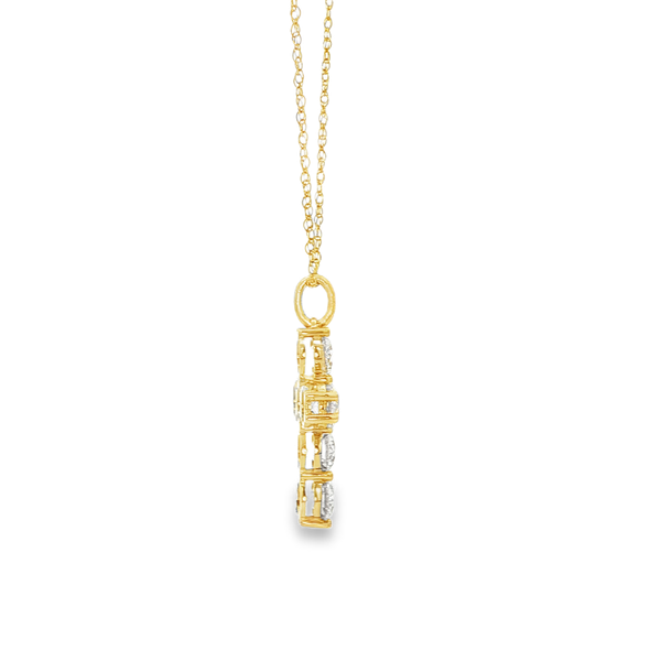 14K Yellow Gold 1.50 CTW Lab-Grown Diamond 6-Stone Cross Pendant Image 2 Jo & Co. Jewelers Hardy, VA