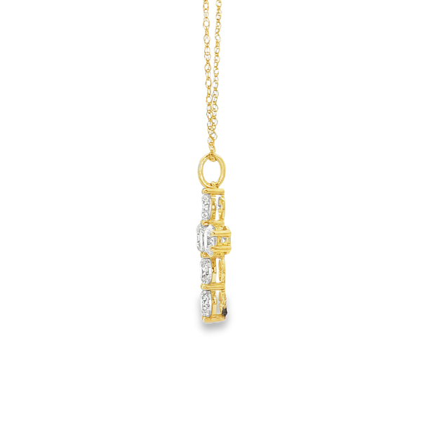 14K Yellow Gold 1.50 CTW Lab-Grown Diamond 6-Stone Cross Pendant Image 4 Jo & Co. Jewelers Hardy, VA