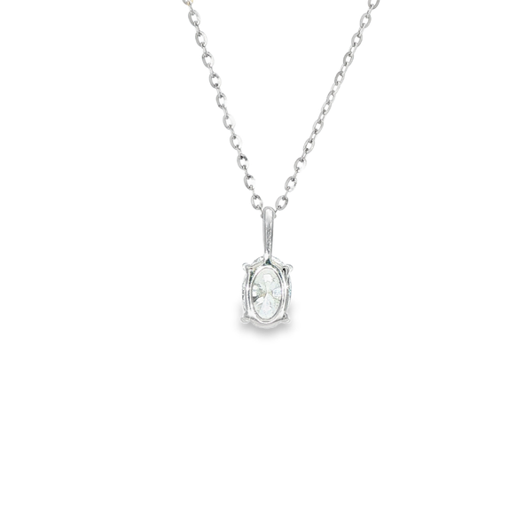Sterling Silver .50ct Lab-Grown Oval Diamond Solitaire Pendant Necklace Image 3 Jo & Co. Jewelers Hardy, VA