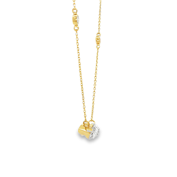 14K Yellow Gold 1.08 CTW Lab-Grown Marquise & Round Diamond Station Necklace Image 2 Jo & Co. Jewelers Hardy, VA