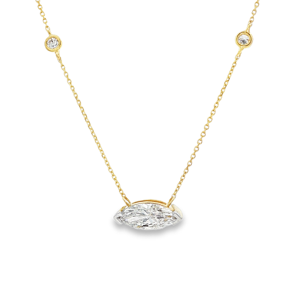 14K Yellow Gold 1.08 CTW Lab-Grown Marquise & Round Diamond Station Necklace Jo & Co. Jewelers Hardy, VA