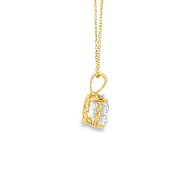 14K Yellow Gold 3.02ct F Lab-Grown Round Diamond Solitaire Pendant Image 2 Jo & Co. Jewelers Hardy, VA