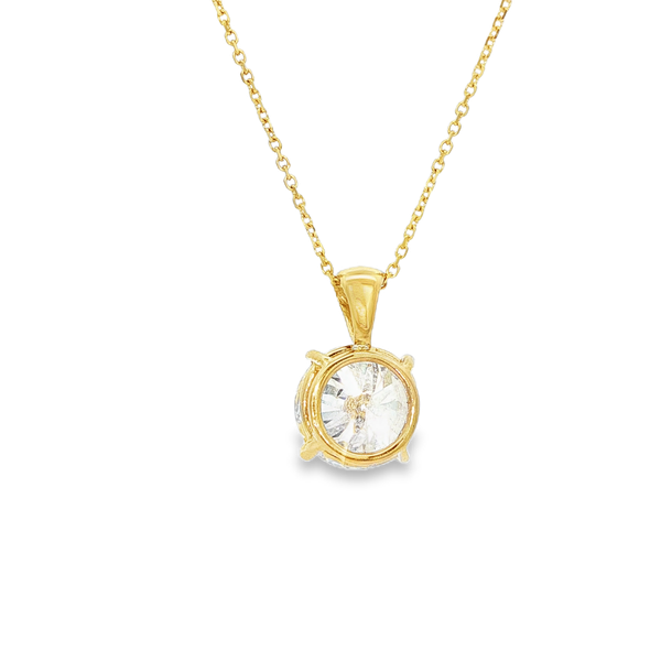 14K Yellow Gold 3.02ct F Lab-Grown Round Diamond Solitaire Pendant Image 3 Jo & Co. Jewelers Hardy, VA