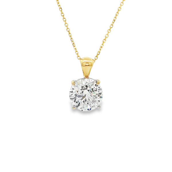 14K Yellow Gold 3.02ct F Lab-Grown Round Diamond Solitaire Pendant Jo & Co. Jewelers Hardy, VA