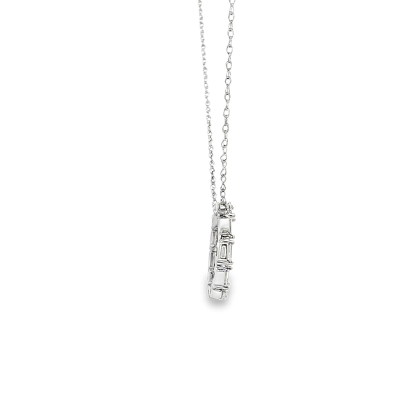 14K White Gold .25ctw Baguette Diamond Open Circle Necklace Image 2 Jo & Co. Jewelers Hardy, VA