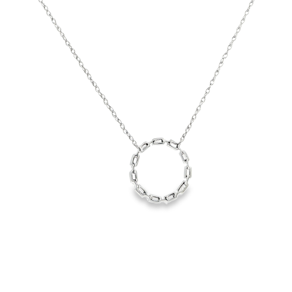 14K White Gold .25ctw Baguette Diamond Open Circle Necklace Image 3 Jo & Co. Jewelers Hardy, VA