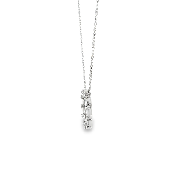 14K White Gold .25ctw Baguette Diamond Open Circle Necklace Image 4 Jo & Co. Jewelers Hardy, VA